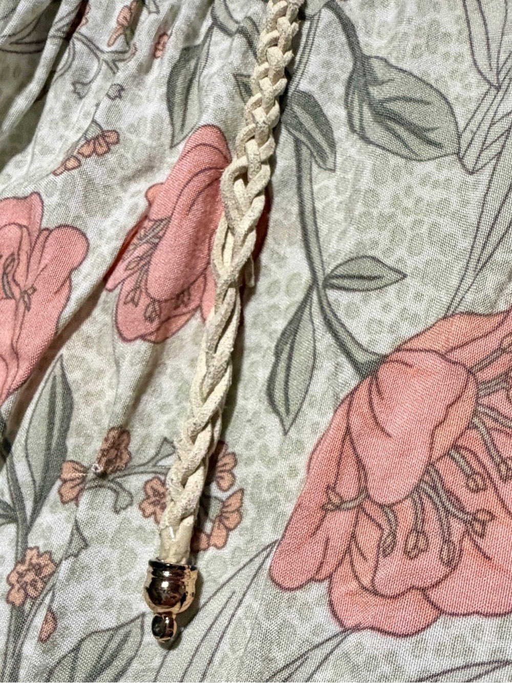 FLAW-SVF Boho Floral Tiered Maxi Dress Cowrie Shell V- Neck Size L / UK 12/US 8 - Picture 8 of 10